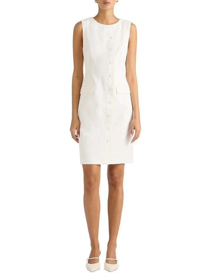 Alora Textured Dress in Ivory image 1