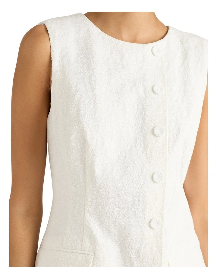Alora Textured Dress in Ivory image 3