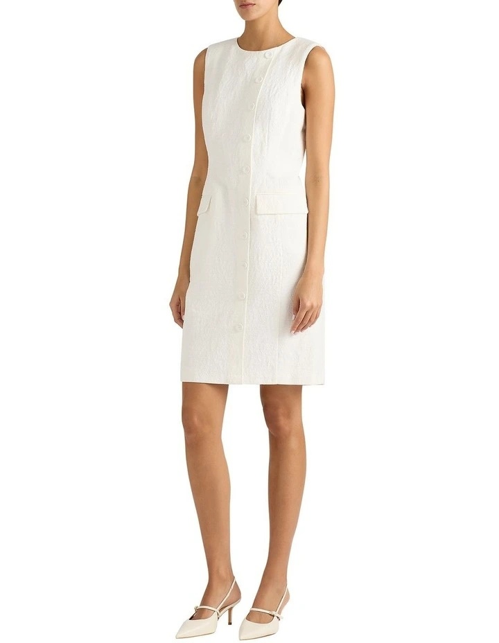 Alora Textured Dress in Ivory image 4