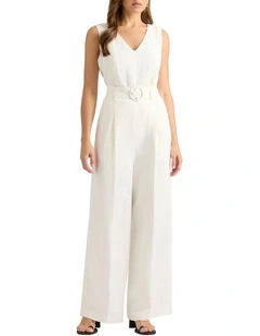 Cirus Linen Blend Jumpsuit in Ivory