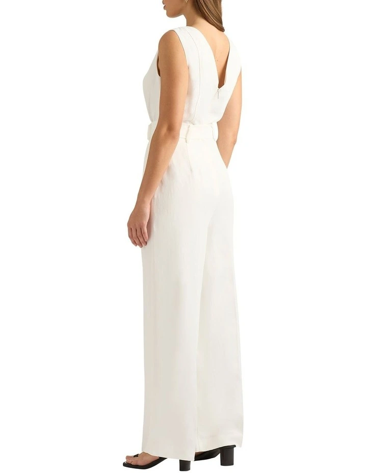 Cirus Linen Blend Jumpsuit in Ivory image 2