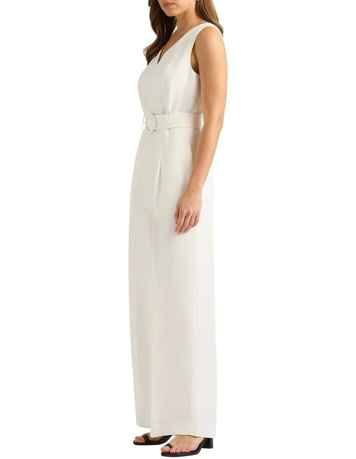 Cirus Linen Blend Jumpsuit in Ivory image 3