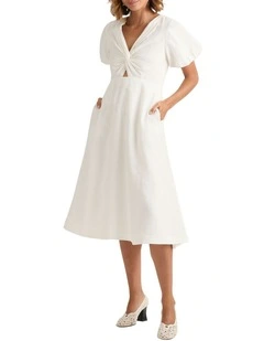 Delta Linen Dress in Ivory
