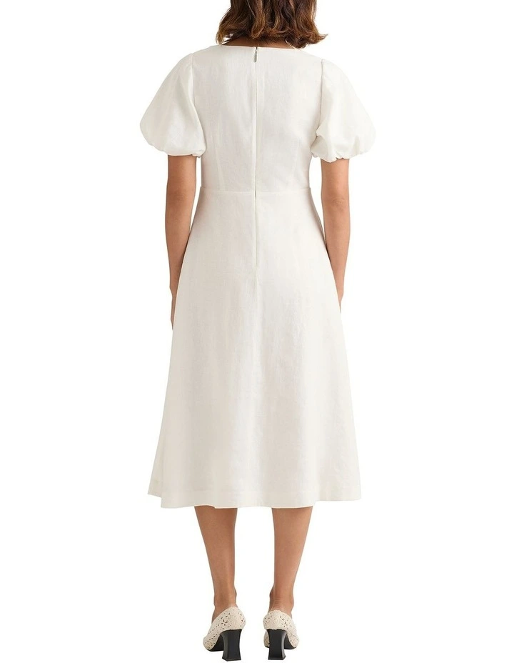 Delta Linen Dress in Ivory image 2