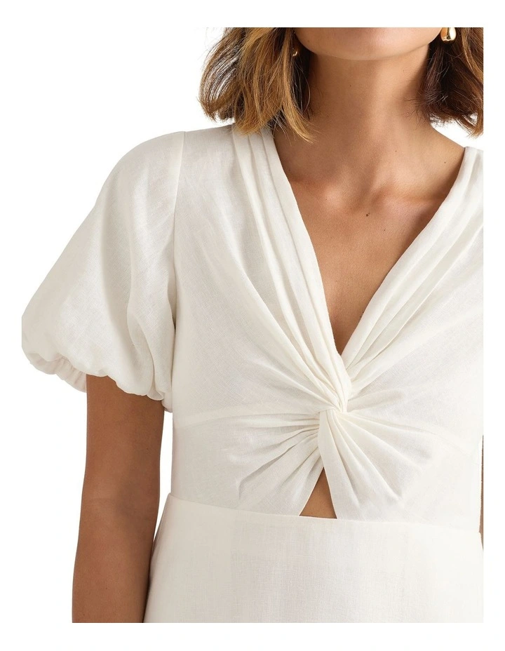 Delta Linen Dress in Ivory image 4