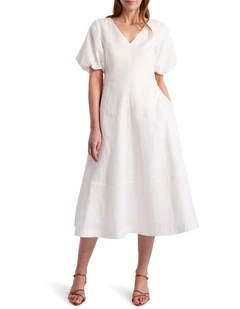 Gwen Linen Dress in Ivory