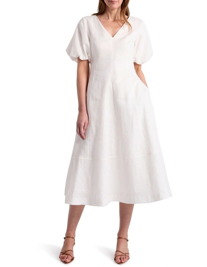 Gwen Linen Dress in Ivory image 1