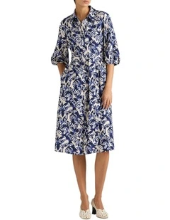 Valeria Shirt Dress in Navy Multi