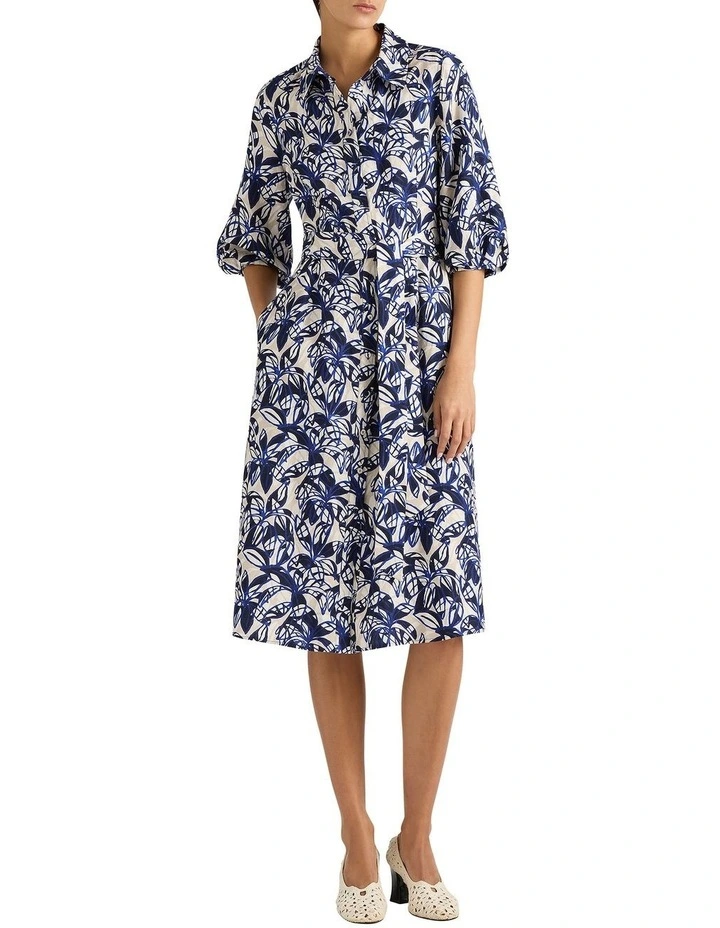Valeria Shirt Dress in Navy Multi image 1