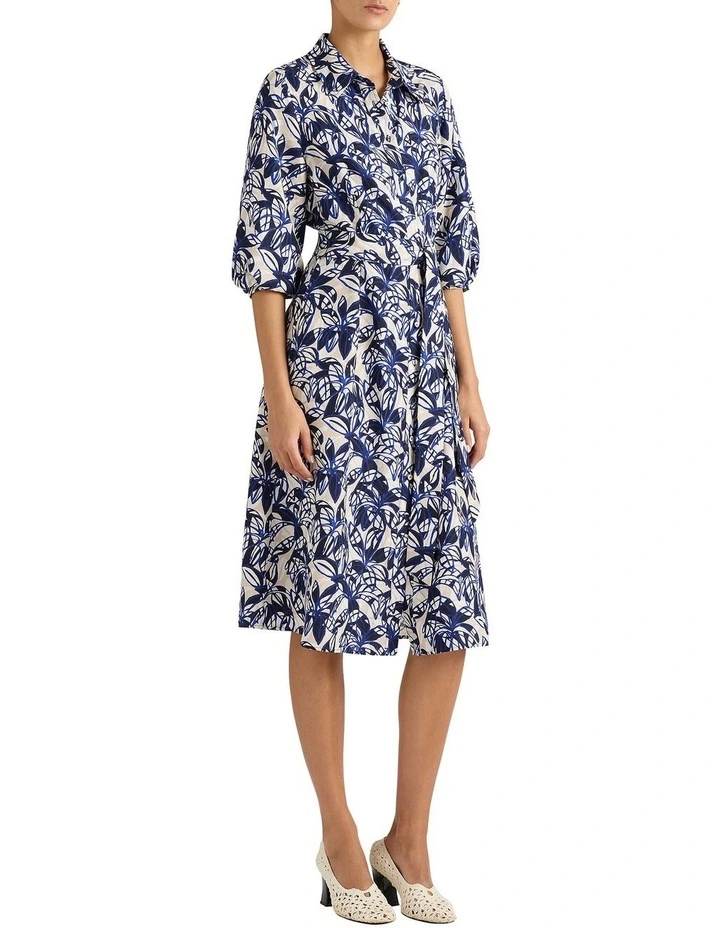 Valeria Shirt Dress in Navy Multi image 3