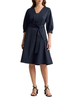Casmia Cotton Dress in Navy