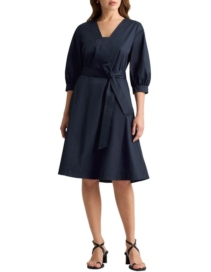 Casmia Cotton Dress in Navy image 1