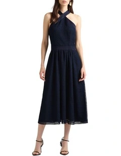 River Halter Neck Dress in Navy