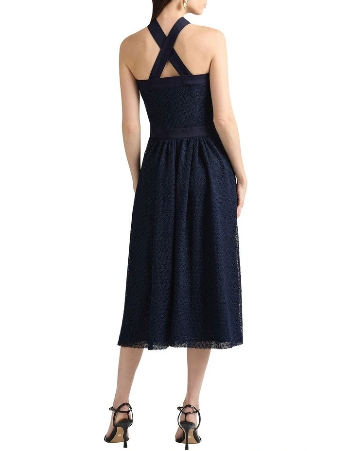 River Halter Neck Dress in Navy image 2