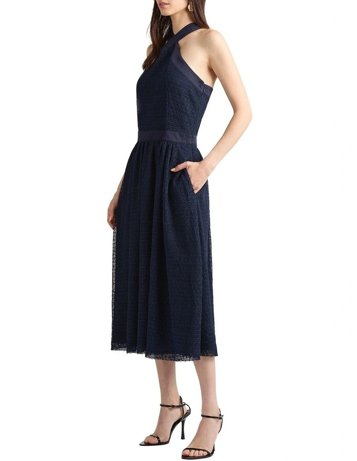 River Halter Neck Dress in Navy image 4