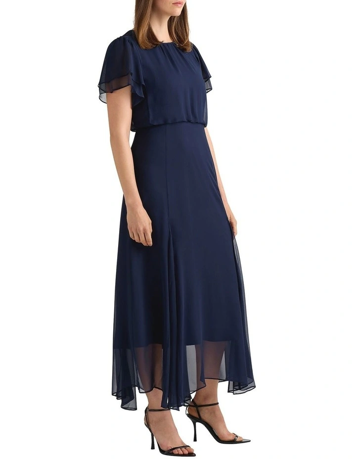 Portia Silk Dress in Navy image 3