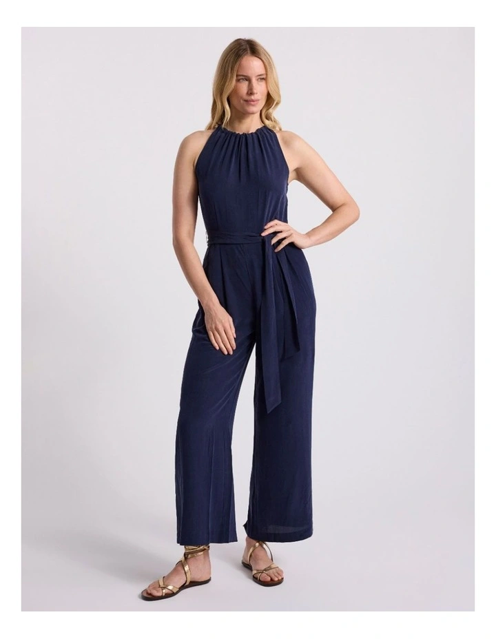 Gisele Silk Jumpsuit in Navy image 1