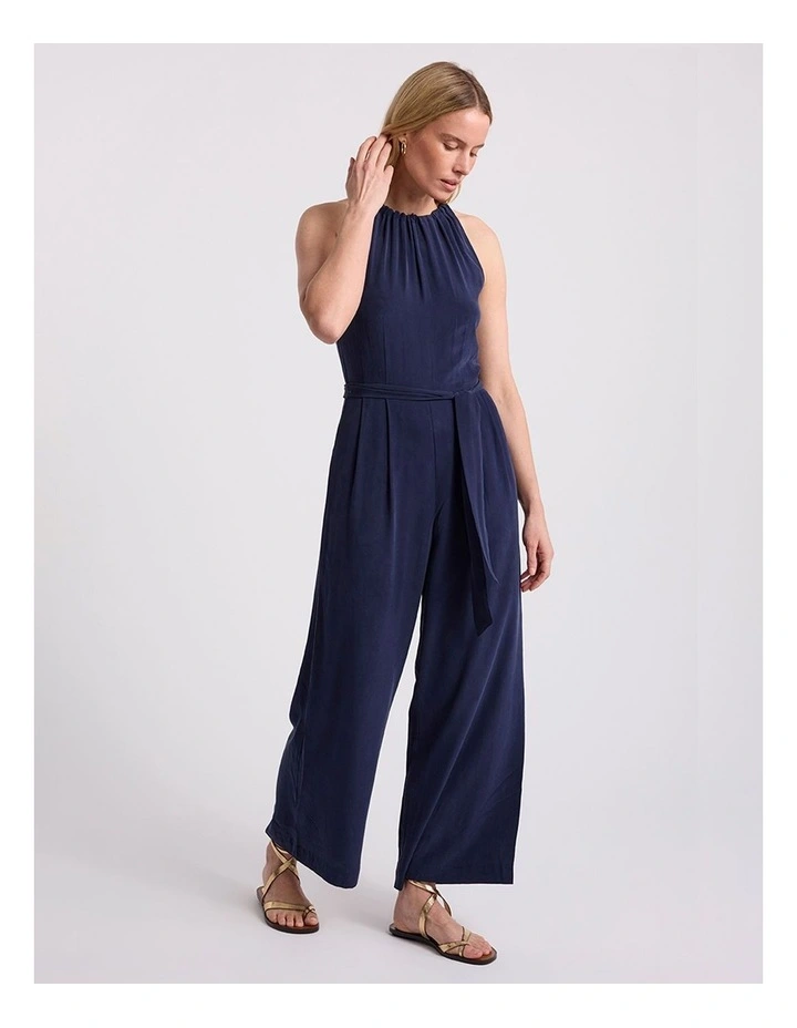 Gisele Silk Jumpsuit in Navy image 4