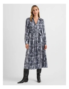 Shibani Silk Dress in Navy Multi