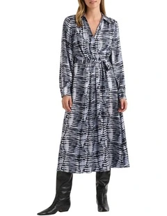 Shibani Silk Dress in Navy Multi