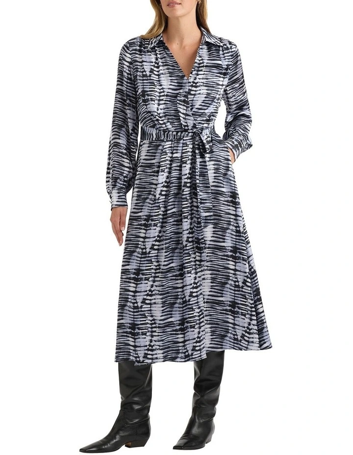 Shibani Silk Dress in Navy Multi image 2