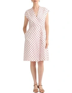 Kali Linen Dress in Raspberry Spot