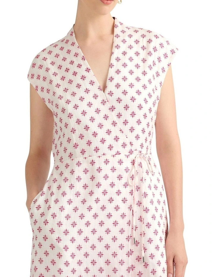 Kali Linen Dress in Raspberry Spot image 3