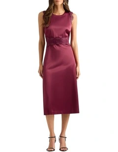 Dalia Lace Trim Dress in Beaujolais