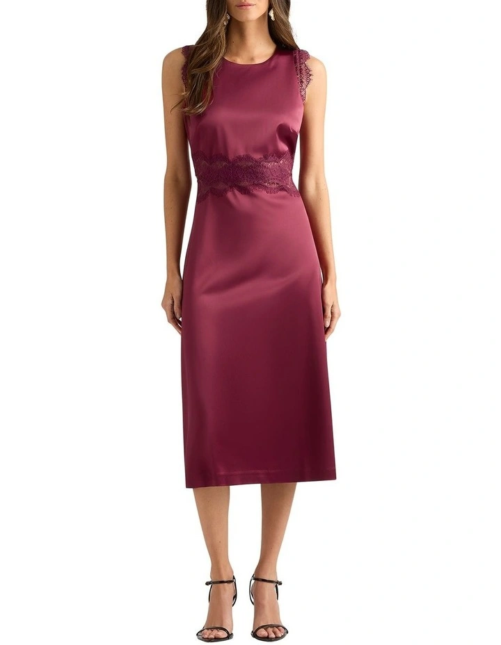 Dalia Lace Trim Dress in Beaujolais image 1