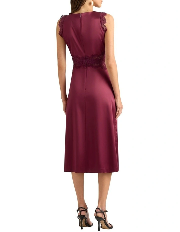 Dalia Lace Trim Dress in Beaujolais image 2