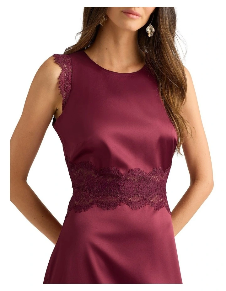 Dalia Lace Trim Dress in Beaujolais image 3