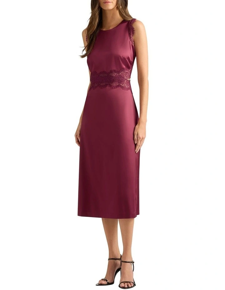 Dalia Lace Trim Dress in Beaujolais image 4