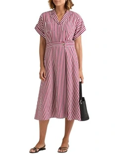 Niccolo Shirt Dress in Mangosteen Stripe
