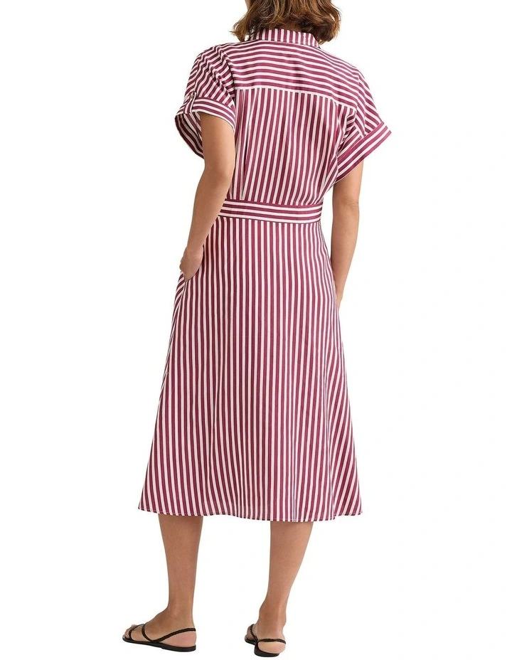 Niccolo Shirt Dress in Mangosteen Stripe image 2