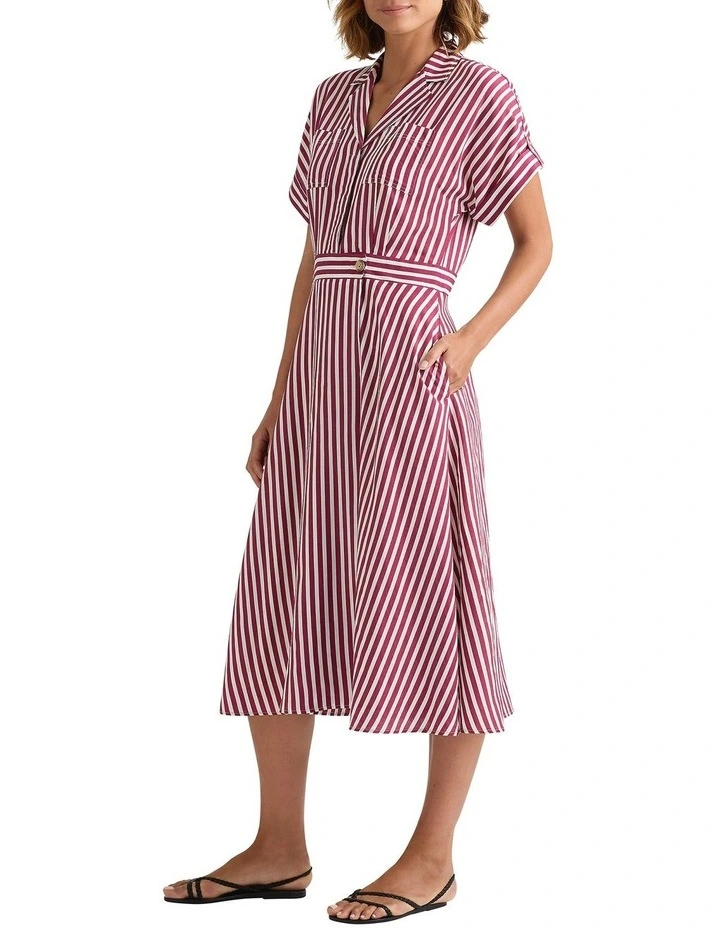 Niccolo Shirt Dress in Mangosteen Stripe image 3