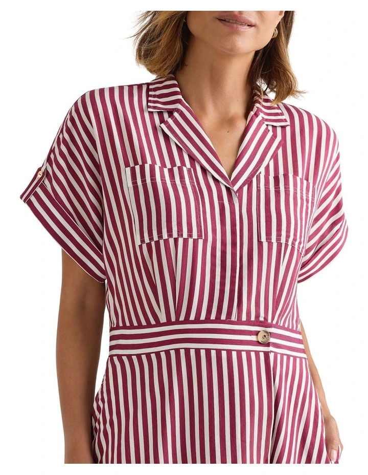Niccolo Shirt Dress in Mangosteen Stripe image 4