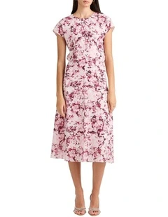 Lyrica Silk Dress in Merlot Multi