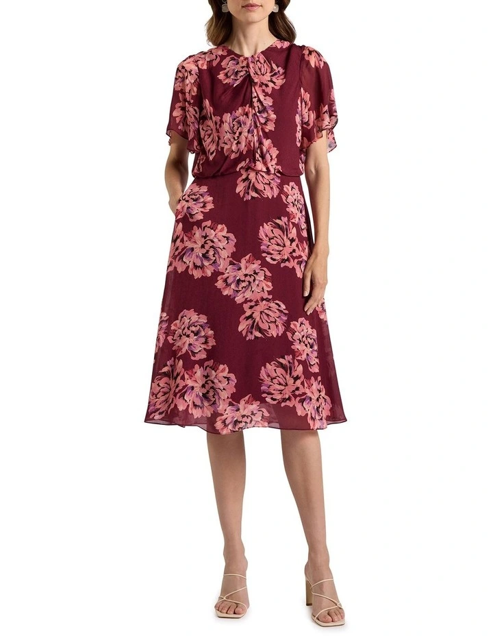 Delanie Viscose Dress in Shiraz Red Multi image 1
