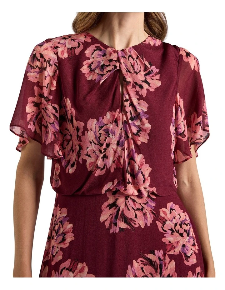 Delanie Viscose Dress in Shiraz Red Multi image 3