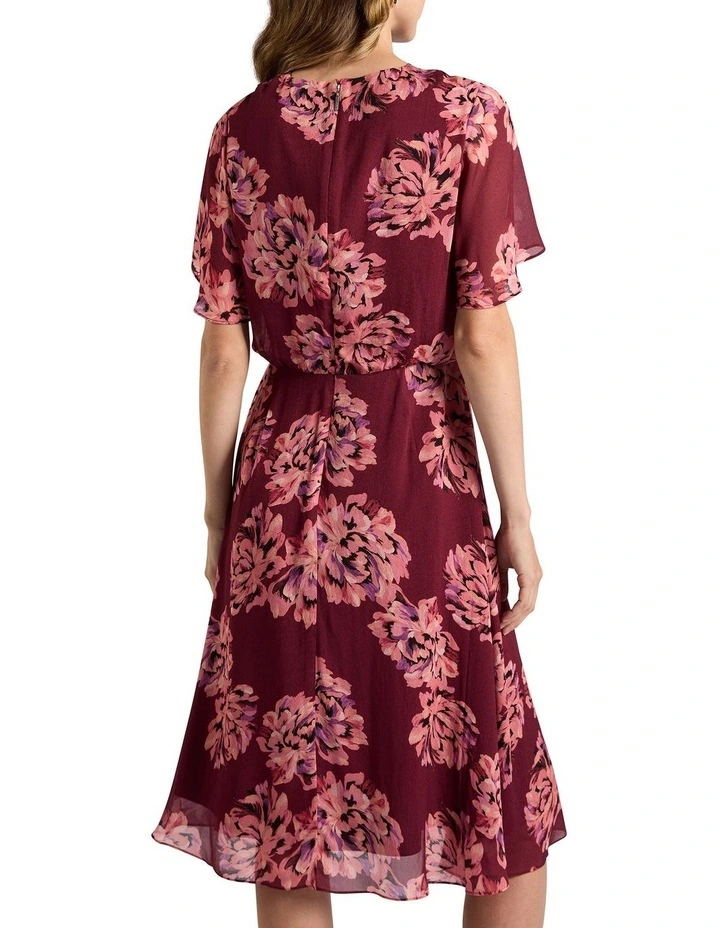 Delanie Viscose Dress in Shiraz Red Multi image 4