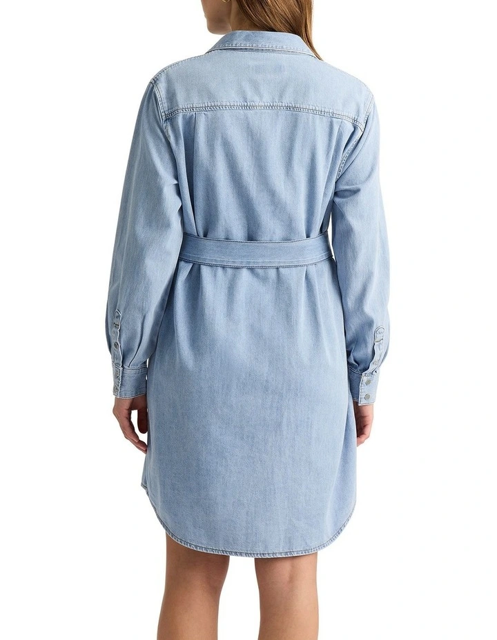 Meryl Cotton Denim Dress in Light Wash image 4