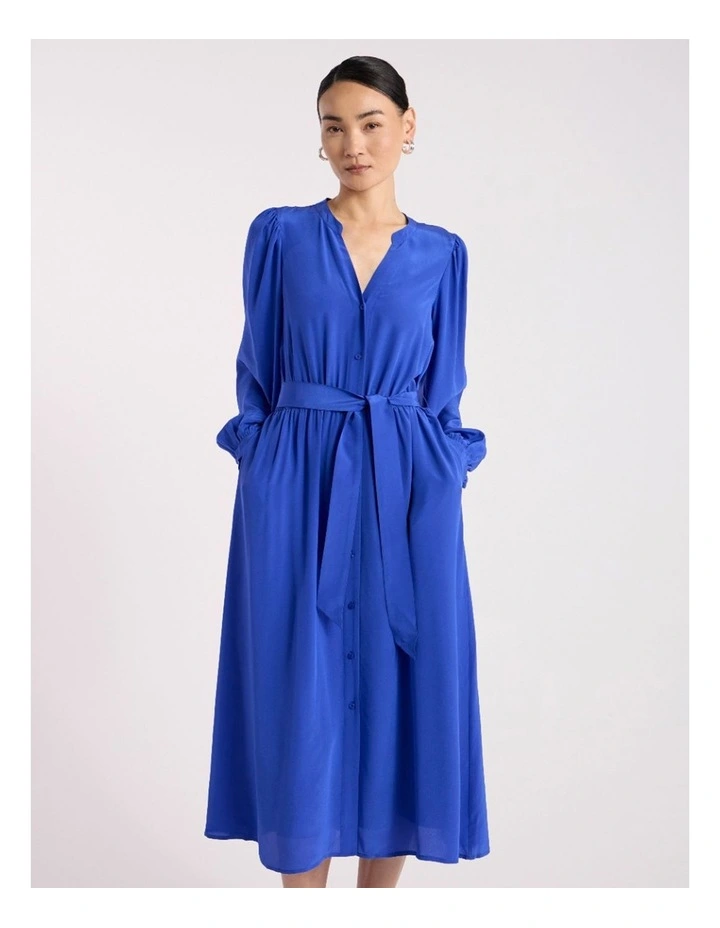 Leander Silk Dress in Royale Blue image 1