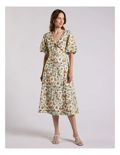Seattle Midi Dress in Sage Multi