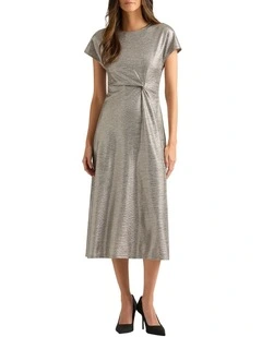 Lexah Foil Jersey Dress in Platinum