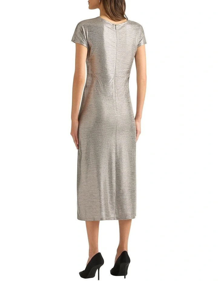Lexah Foil Jersey Dress in Platinum image 2
