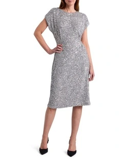 Phylis Sequin Dress in Platinum