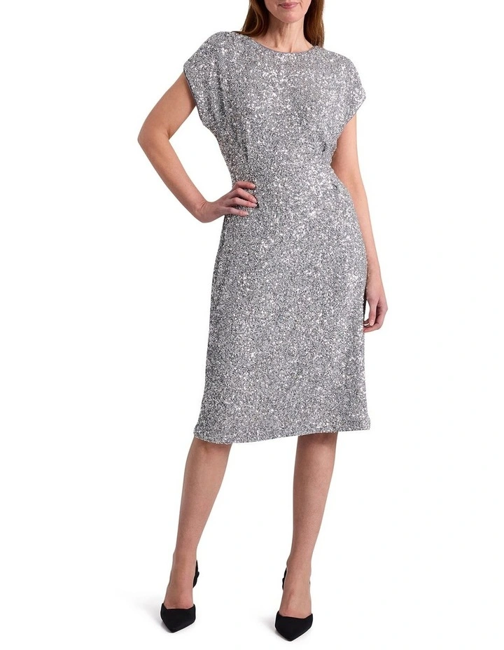 Phylis Sequin Dress in Platinum image 1