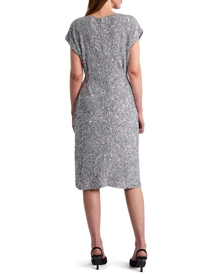 Phylis Sequin Dress in Platinum image 3