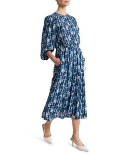 Gwendolyn Viscose Dress in Teal Multi