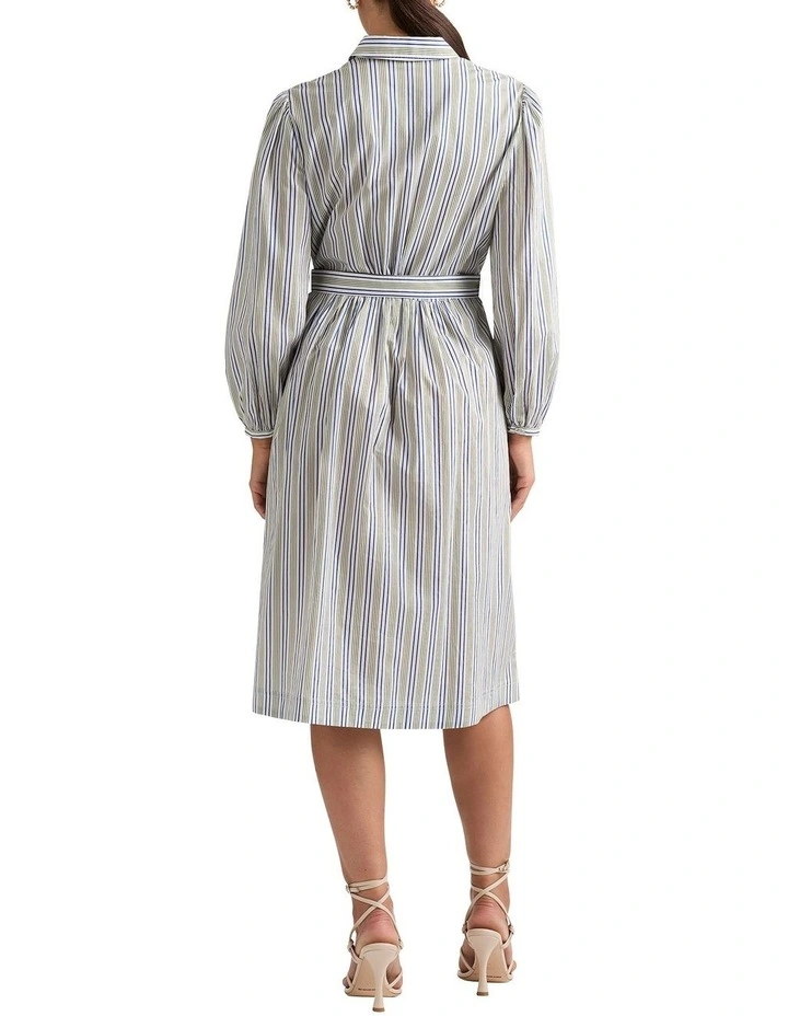 Kairi Striped Cotton Dress in White Stripe image 4